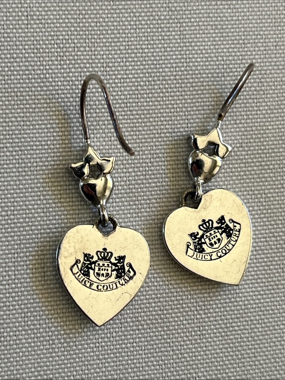 Juicy Couture Silvertone Heart Earrings - Picture 4 of 5